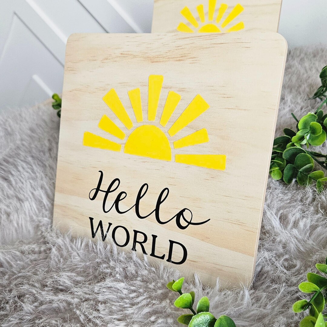 Baby Milestone Sign Set (3) | Hello World Sign | Birth Announcement ...