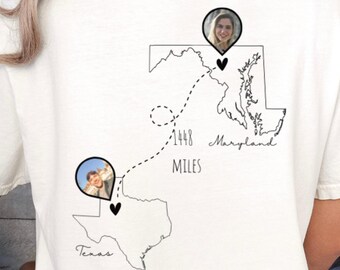 Personalized long-distance love tshirt,long-distance friendship,gift, gift for best friends,gift tshirt for couples,gift polo shirt for mom