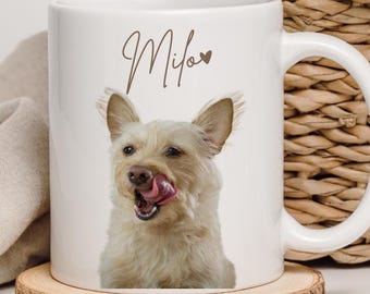 Custom pet mug, Pet photo mug, Personalized dog gift, Dog cup with name, Pet gift, Dog dad gift, Pet memorial gift, gift for cat lovers
