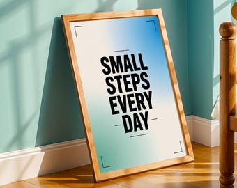 Motivational Quote Print: Blue Green Gradient, Minimalist Typography