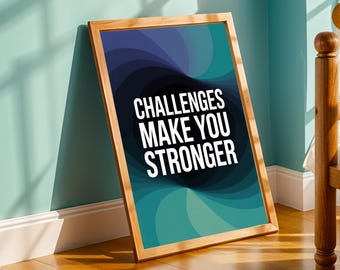 Motivational Typography Art Print: Blue Teal Modern Office Decor
