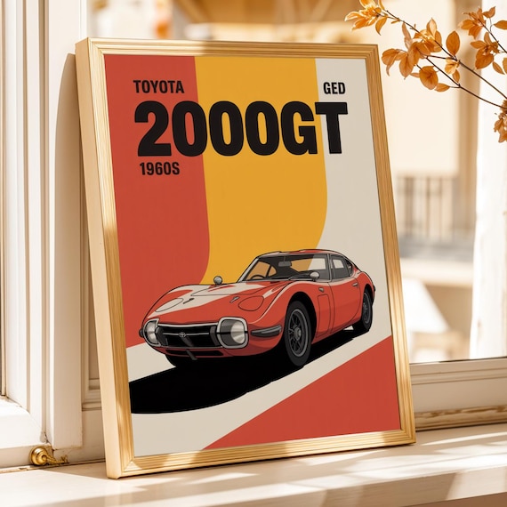 Toyota 2000GT Poster: 1960s Retro Car Art, Red & Orange - Etsy
