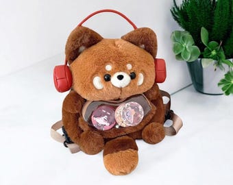 Kawaii Plush Red Panda Backpack: Cartoon Animal Knapsack