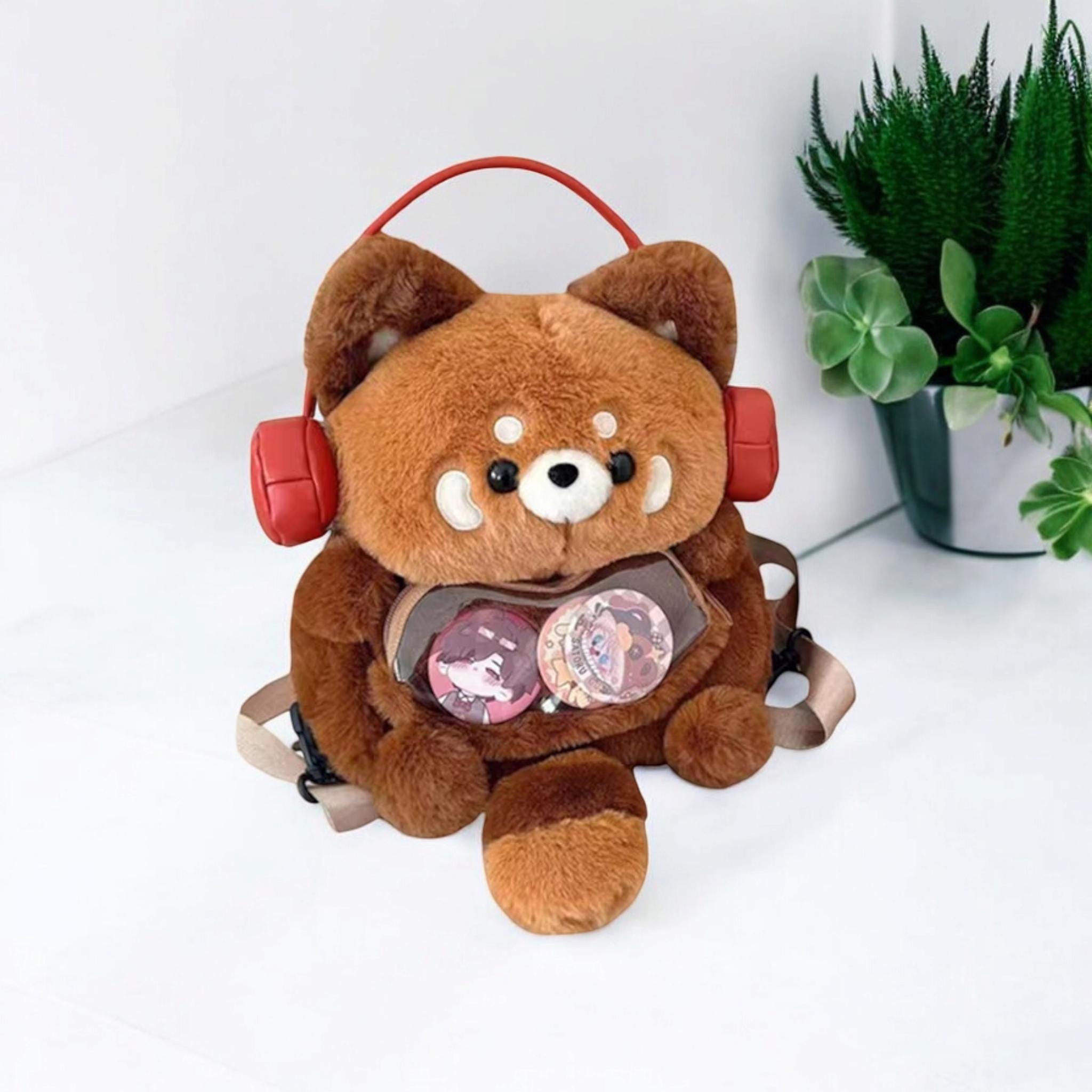 Kawaii Plush Red Panda Backpack: Cartoon Animal Knapsack - Etsy