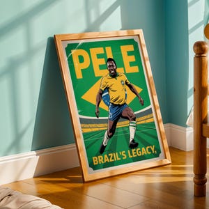 Brasilianische Fußballspieler Poster: Vintage Fußballkunst, grün & gelb