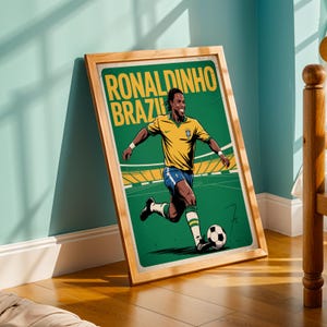 Brasilien Fußball Spieler Vintage Poster: Retro Fußball Kunstdruck