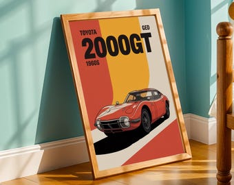 Toyota 2000GT Poster: 1960s Retro Car Art, Red & Orange - Etsy