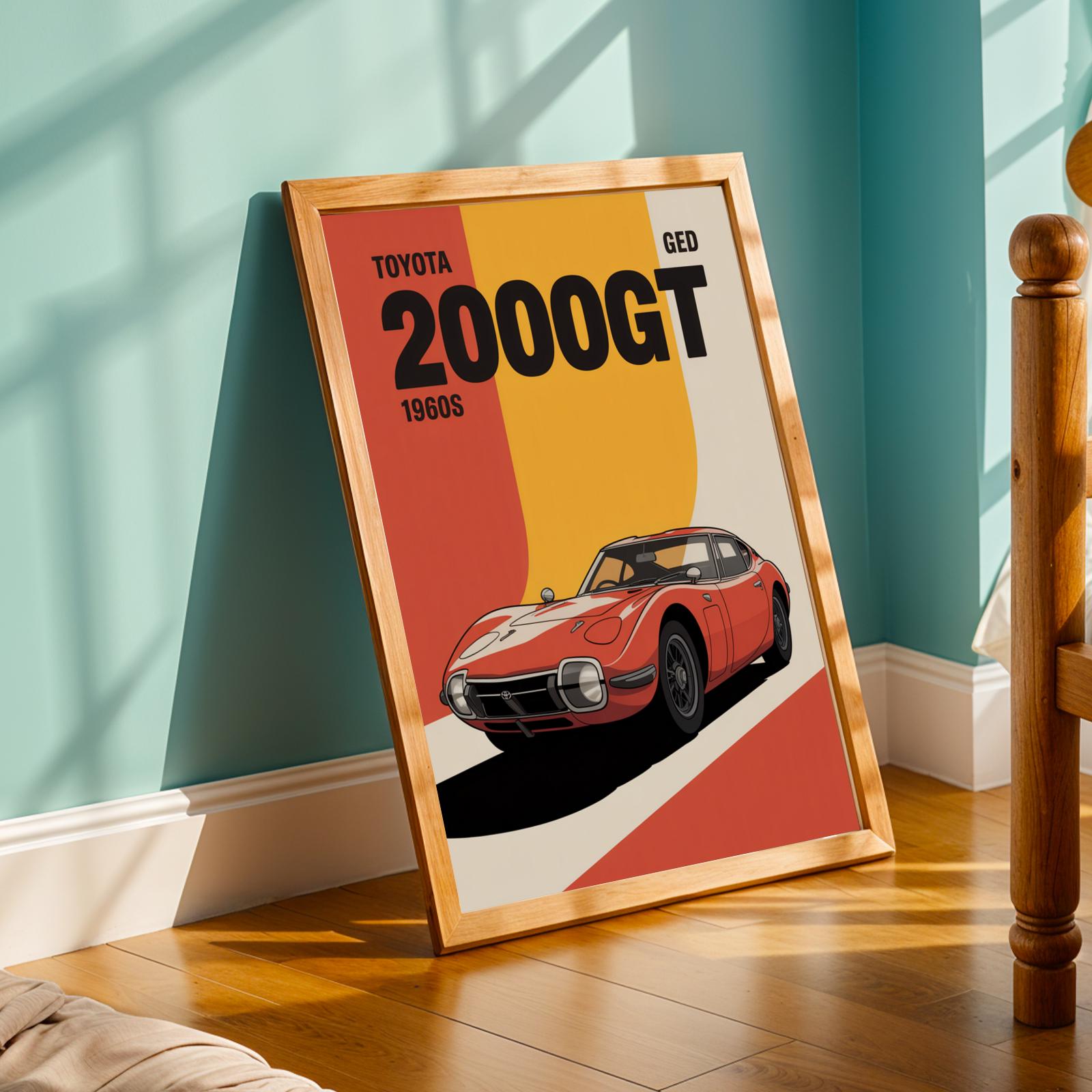 Toyota 2000GT Poster: 1960s Retro Car Art, Red & Orange - Etsy