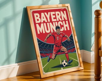Lámina vintage del Bayern de Múnich: arte deportivo retro para la sala de juegos