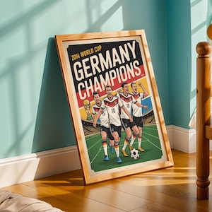 2014 World Cup Victory Poster: Retro Germany Champions Football Art
