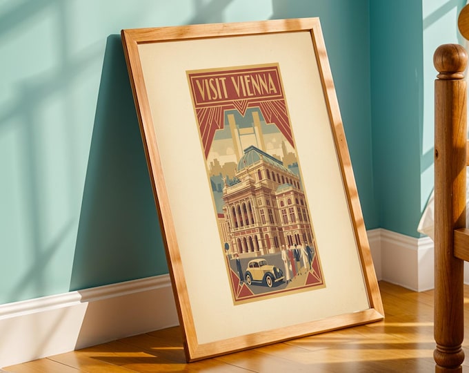 Vienna State Opera Art Deco Print: Retro Travel Poster