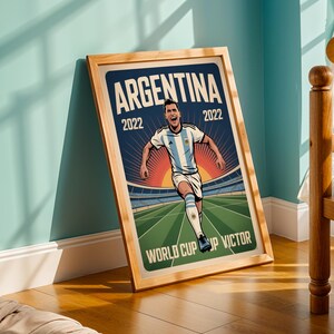 Argentina World Cup Victory Poster: Retro Sports Art Print