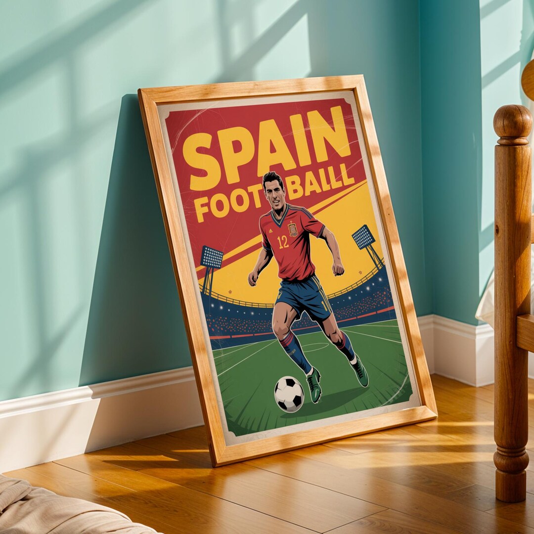 Retro Spanish Football Stadium Poster: Vibrant Sports Art - Etsy