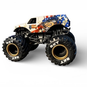 MDG Custom Rare Jester Stars & Stripes WF Monster Jam Truck 1-64 Pls Read image 2