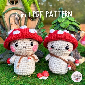 Little Mushroom Pal Pattern: 2 in 1 Easy Crochet Mushroom PDF pattern | Mushroom Amigurumi | Mushroom Plushie | Quick Crochet Projects