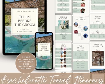 EDITABLE Tulum Bachelorette Trip Itinerary Template, Birthday Girls Trip Itinerary Template, Digital Vacation Travel Itinerary, Travel Guide