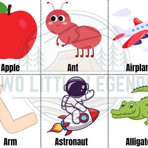 Juego de emparejamiento de letras, reconocimiento de letras y objetos, herramienta de aprendizaje para preescolar y jardín de infantes, juego de alfabeto imprimible, aprendizaje para niños