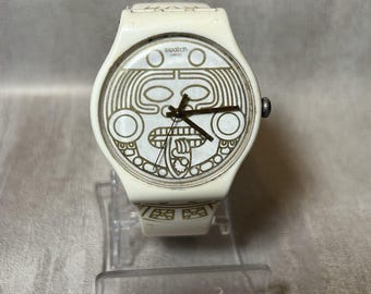 Vtg Swatch Still Alive SUOW105 Watch White Skeleton Dial Rare 38mm - New Battery