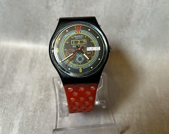 Vtg Swatch Watch Navigator GB707 1987 Gents Rally Perforated Rare - New Battery