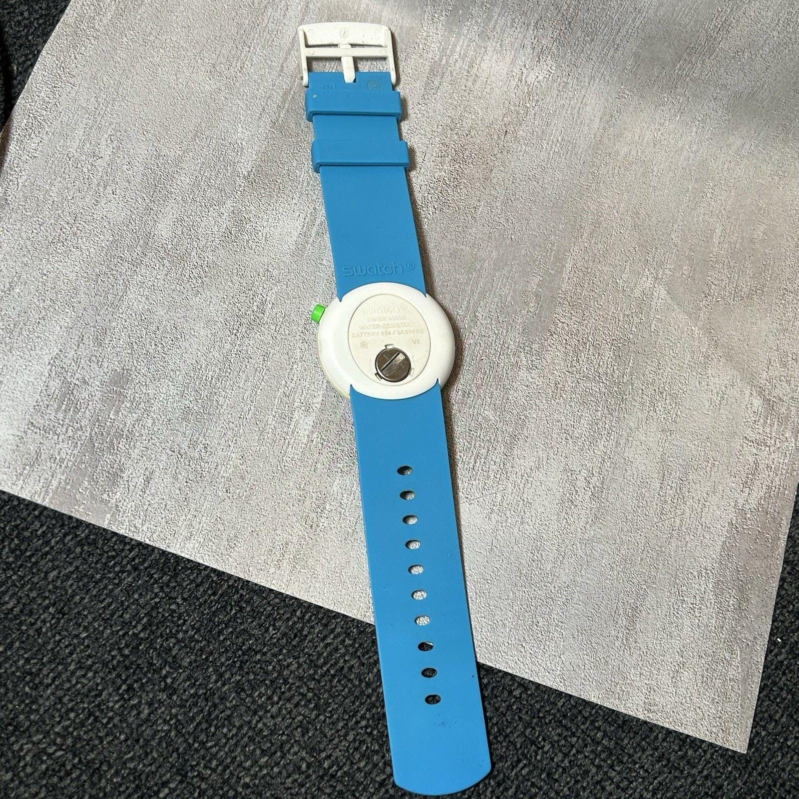 Vtg SWATCH Popping Pop Watch Aqua Dot PNW102 Rare Blue 42mm - New