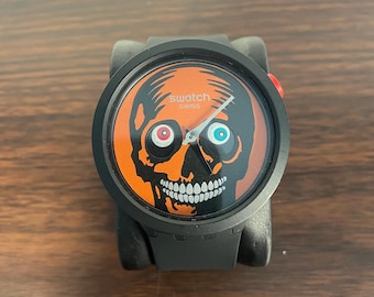 Swatch “It’s Spooky Time” SB03B700 – Halloween Big Bold Bioceramic Watch, Limited Edition, Unisex, 47mm, New Battery