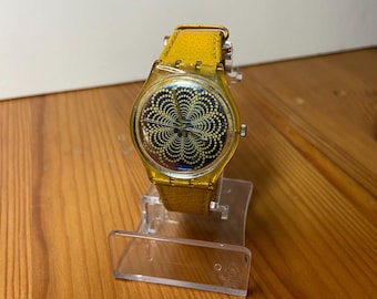 Vtg Swatch GK144 Daiquiri Watch Swiss 32mm 1990s Gent Yellow Rare - New Battery