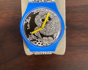 SWATCH x Keith Haring x Disney Eclectic Mickey SUOZ336 40mm Watch - New Battery