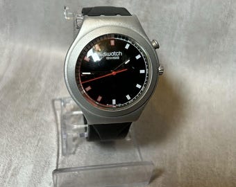Swatch Watch Irony Big 2003 YGS9007 Obscurity Loomi Black Silver - New Battery