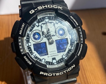 Casio G-Shock GA100BW-1A zwart-wit analoog-digitaal 44 mm herenhorloge, nieuwe batterij