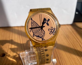 Vtg 1993 Swatch SKETCH GP106 1990’s Watch Rare Fish-Themed 32mm - New Battery