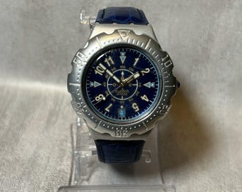 Vtg Swatch Irony SUPERBLU Scuba YDS4000 Silver 36mm Rare Swiss - New Battery