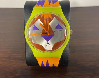 Swatch Moofasa SUOJ106 Gent 41 mm Lion Yellow Swiss Rare Orange - New Battery