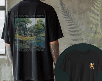 Koszulka z nadrukiem w stylu Parku Narodowego Elwynn Forest w World of Warcraft | Prezent dla fanów MMORPG WoW dla geeków