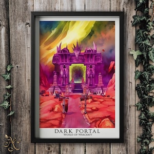 World of Warcraft Dark Portal Wandkunst | Poster gedruckt | WoW Geschenk | Warcraft Fan Art | Nerdiges Geschenk | Geschenk für Gamer | Spielzimmer Ideen