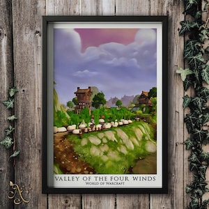 World of Warcraft Pandaria wall art | Printed poster | WoW present | Warcraft fan art | Nerdy gift | Gift for gamer | Gaming room ideas