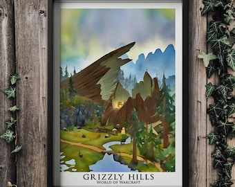 World of Warcraft Grizzly Hills wall art | Printed poster | WoW present | Warcraft fan art | Nerdy gift | Gift for gamer | Gaming room ideas