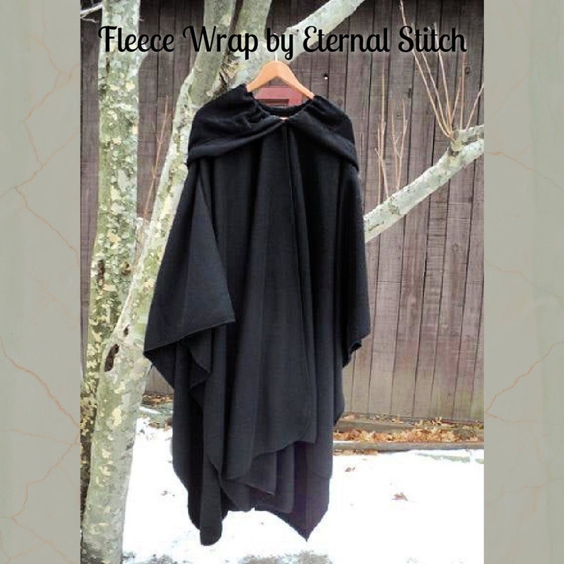 Fleece Wrap Cape Ruana, with Dramatic Hood image 1