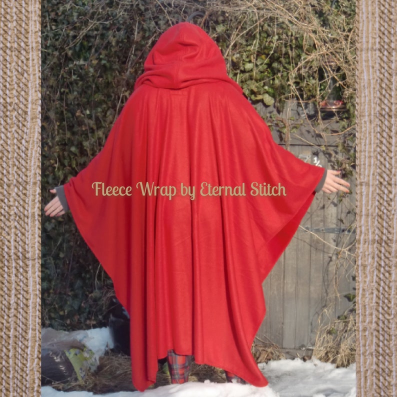 Fleece Wrap Cape Ruana, with Dramatic Hood image 5