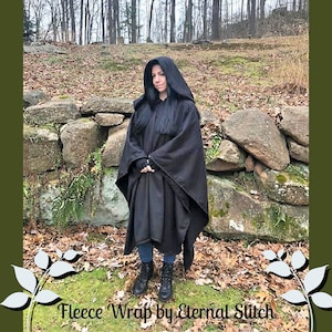 Fleece Wrap Cape Ruana, with Dramatic Hood image 3