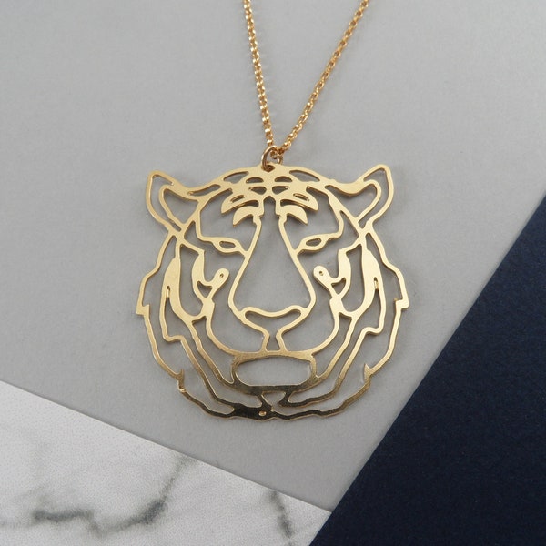 Big tiger necklace animal head •  tiger jewelry trophy head animal mascot tiger gift