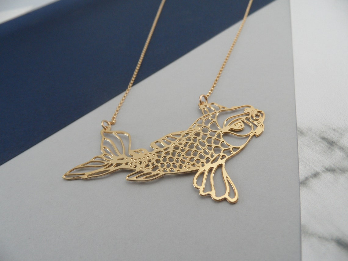 Koi Fish Necklace Goldfish Koi Necklace Japanese Koi Jewelry Etsy