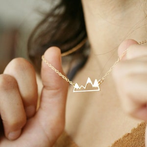 Mini gold mountain necklace • mountain jewelry mountain range hiking gift for her