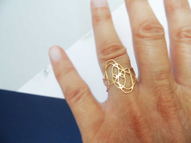 Scribble Ring Sketch Ring Knot Ring Sketch Jewelry Adjustable Etsy