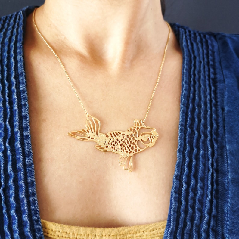 Koi fish necklace goldfish koi necklace japanese koi jewelry Etsy
