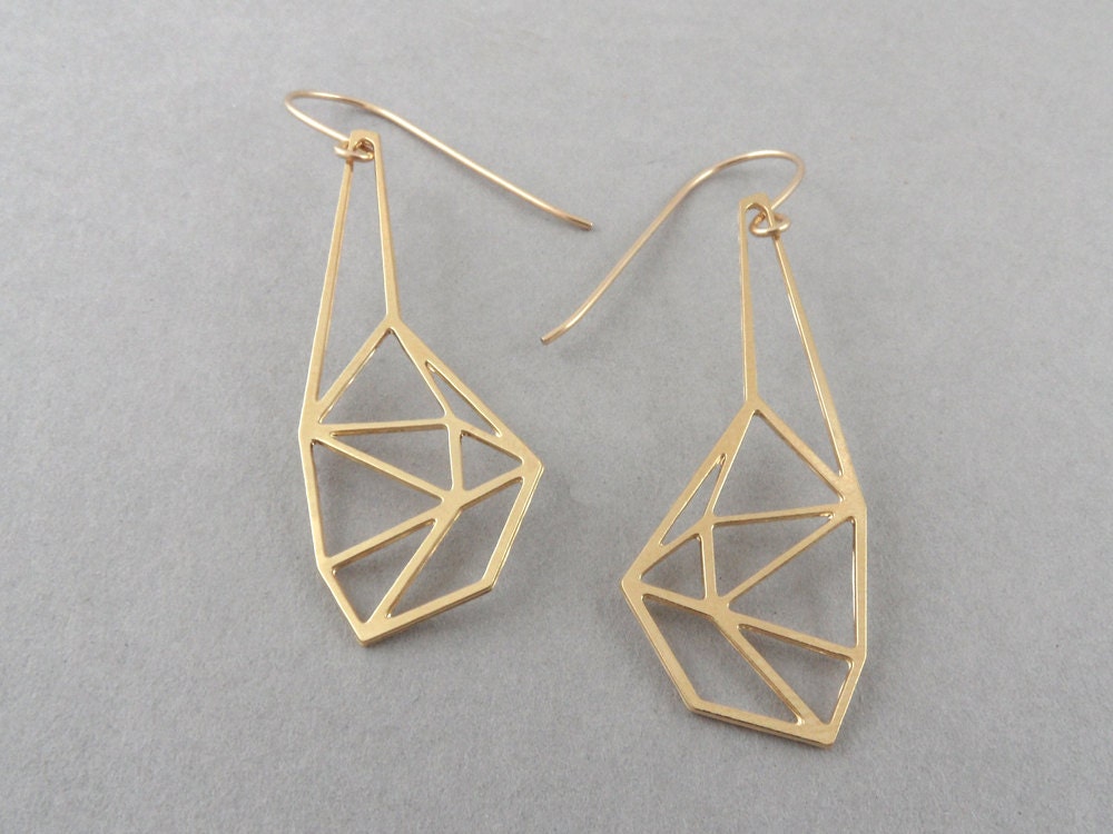 geometric earrings geometric jewelry faceted earrings Etsy