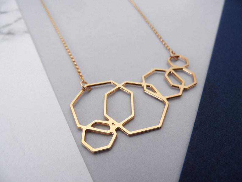 Geometric Jewelry Polygon Necklace Geometric Necklace Heptagon Etsy