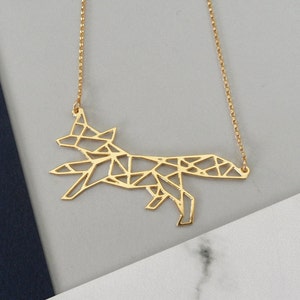 Running geometric fox necklace • geometric jewelry fox gift for her