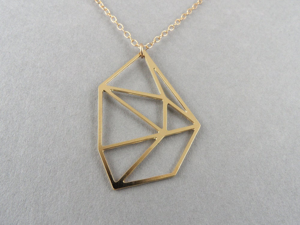 geometric necklace faceted jewelry geometric jewelry diamond Etsy