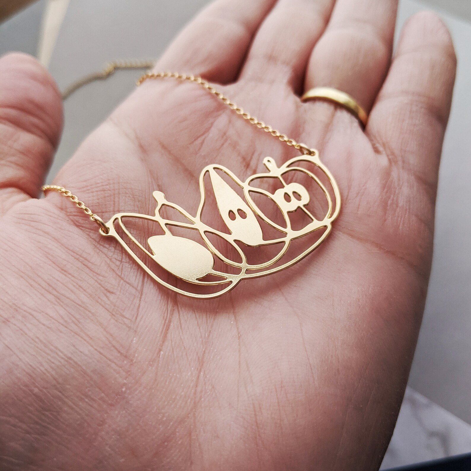 Golden Fruit Jewelry Fruit Necklace Vegan Gift for Her Etsy UK