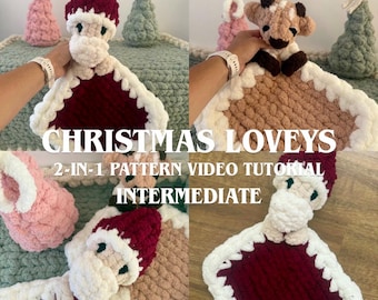 2-in-1 Christmas Lovey/Comforter / Video Tutorial/ Hand Knit Pattern. Learn how to finger knit / DIY, hand knitting, Chunky Knit lovey,